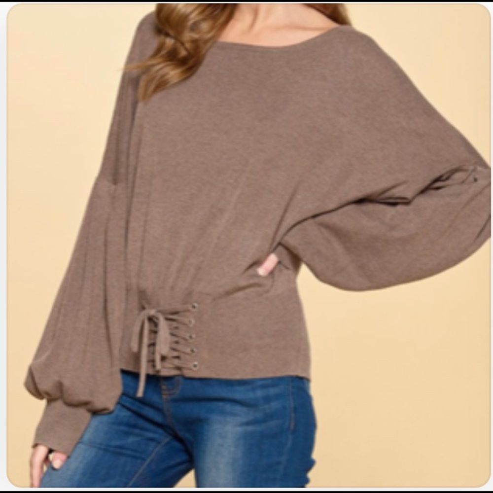 Sweater Knit Top w/Lace Up Hem
